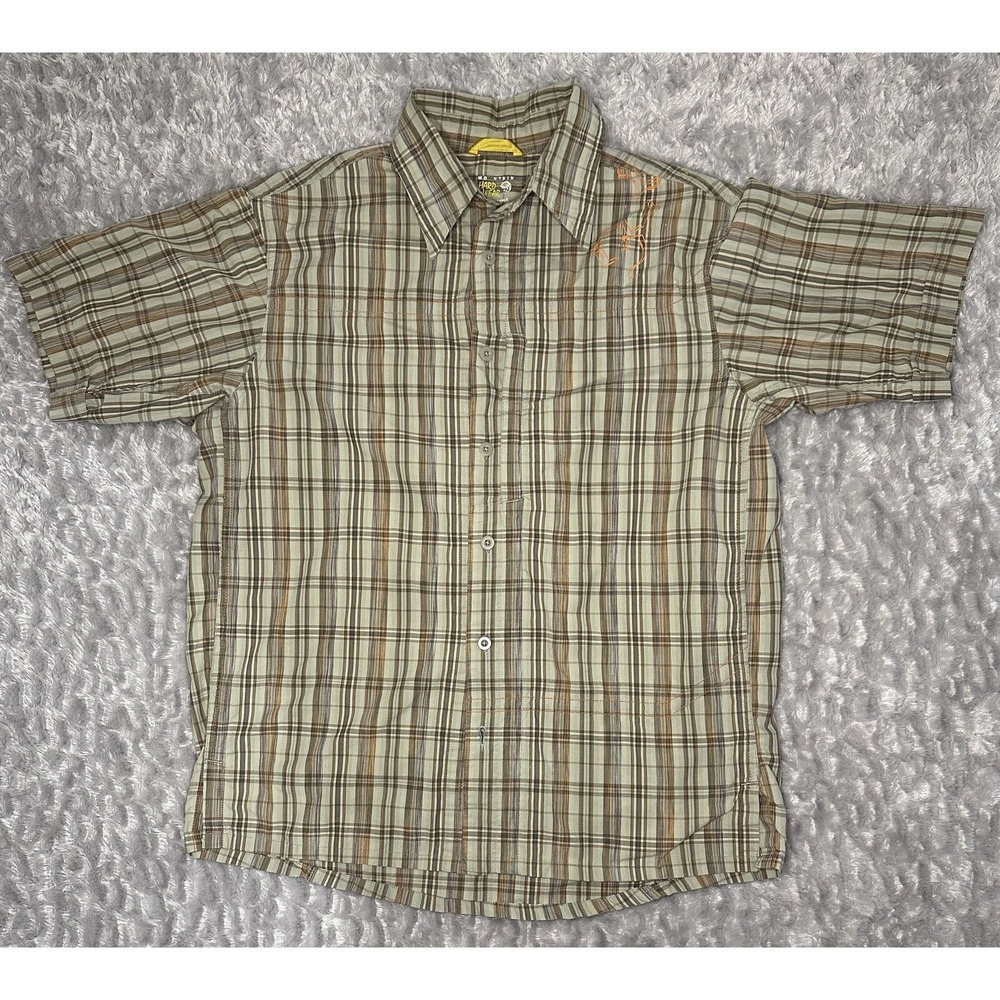 Mountain Hardwear Shirt Mens Medium Green Plaid Outdoors Gorpcore hiking Camping